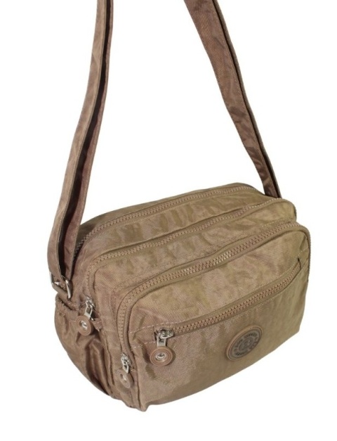 Stylowa Lekka Materiałowa Torba Pozioma Średnia Na Ramię Bag Street NR 2263 BRĄZOWY 28 x 19 x 12 [cm]