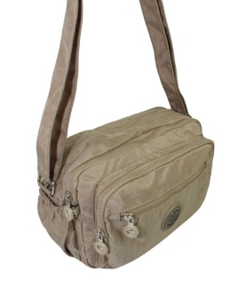 Stylowa Lekka Materiałowa Torba Pozioma Średnia Na Ramię Bag Street NR 2263 KAWA Z MLEKIEM 28 x 19 x 12 [cm]