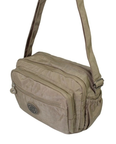 Stylowa Lekka Materiałowa Torba Pozioma Średnia Na Ramię Bag Street NR 2263 KAWA Z MLEKIEM 28 x 19 x 12 [cm]
