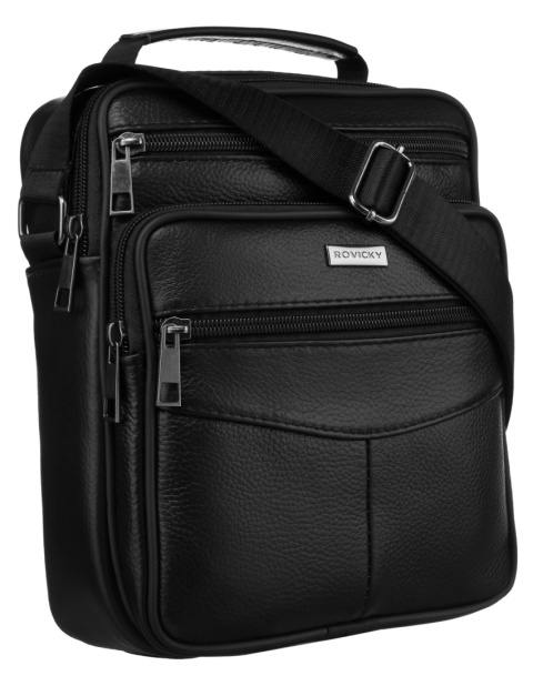 Pionowa Torba Męska Skóra Naturalna ROVICKY R-13203 CZARNA 25 x 20 x 9 [cm]