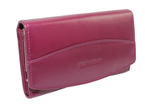 Portfel Damski Rovicky (PL) Skóra Licowa Duży Z Klamrą RFID R-RD-36-NGV FIOLETOWY 16 x 9,5 x 3 [cm]