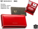 Portfel Damski Skórzany Rovicky (PL) Duży Na Suwak Skóra Naturalna RFID R-RD-37-NGV CZERWONY 16,5 x 9 x 3 [cm]