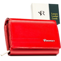 Portfel Damski Skórzany Rovicky (PL) Średni Suwak Wewnątrz Skóra Naturalna R-RD-02-MDL RIFD CZERWONY 13,5 x 9 x 3 [cm]