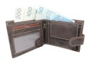 Portfel Męski PolskaGalanteria(PL) Skóra Licowa Duży Poziomy Z Zapinką Dwa Skrzydełka LABLADOR CZEKOLADOWY 12,5 x 10 x 2 [cm]