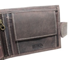 Portfel Męski PolskaGalanteria(PL) Skóra Licowa Duży Poziomy Z Zapinką Dwa Skrzydełka LABLADOR CZEKOLADOWY 12,5 x 10 x 2 [cm]