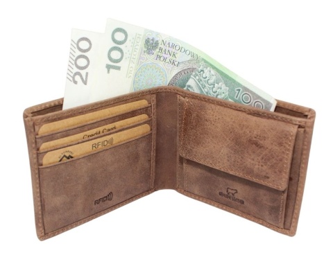 Portfel Męski Skórzany EL FORREST Mały Poziomy Skóra Bydlęca 548/A 07 RFID SUROWA SKÓRA 11 x 9 x 1,5 [cm]