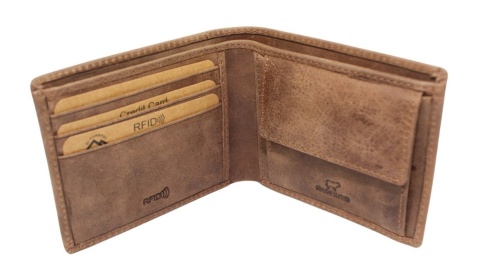 Portfel Męski Skórzany EL FORREST Mały Poziomy Skóra Bydlęca 548/A 07 RFID SUROWA SKÓRA 11 x 9 x 1,5 [cm]