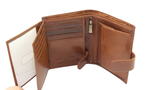 Portfel Męski Skórzany Peterson Skóra Licowa Duży Pionowy Z Zapięciem KONIAKOWY KOMINEK N62 0206 12,5 x 10 x 2 [cm]