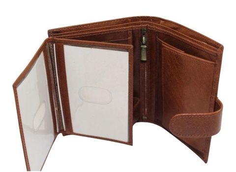 Portfel Męski Skórzany Peterson Skóra Licowa Duży Pionowy Z Zapięciem KONIAKOWY KOMINEK N62 0206 12,5 x 10 x 2 [cm]