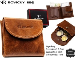 Portfelik Uniwersalny Mała Sakieweczka Skórzana Polska Galanteria (PL) Skóra Naturalna RFID R-M03 KONIAK 8 x 8,5 x 1 [cm]