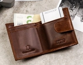 Portfelik Uniwersalny Mała Sakieweczka Skórzana Polska Galanteria (PL) Skóra Naturalna RFID R-M03 KONIAK 8 x 8,5 x 1 [cm]