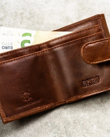 Portfelik Uniwersalny Mała Sakieweczka Skórzana Polska Galanteria (PL) Skóra Naturalna RFID R-M03 KONIAK 8 x 8,5 x 1 [cm]