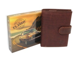 Portfel Męski Skórzany ORIGINAL CLASSIC CAR CLUB Skóra Licowa Pionowy Z Zapięciem NAP Na Bilon RIFD 706X 12 x 9 x 2 [cm]
