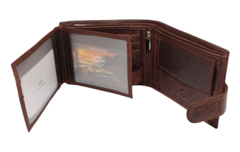 Portfel Męski Skórzany ORIGINAL CLASSIC CAR CLUB Skóra Licowa Poziomy Z Zapięciem NAP Na Bilon RIFD 508 X 12 x 9,5 x 2 [cm]