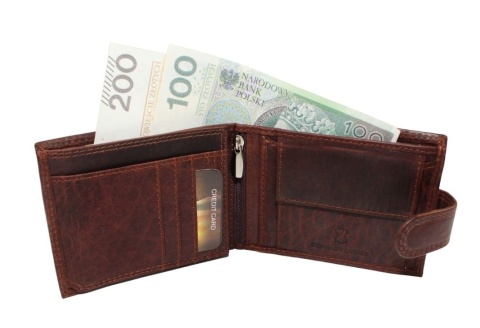 Portfel Męski Skórzany ORIGINAL CLASSIC CAR CLUB Skóra Licowa Poziomy Z Zapięciem NAP Na Bilon RIFD 705X 11,5 x 9 x 2 [cm]