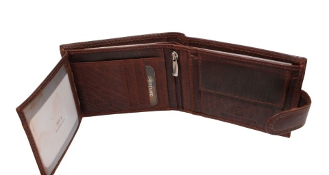 Portfel Męski Skórzany ORIGINAL CLASSIC CAR CLUB Skóra Licowa Poziomy Z Zapięciem NAP Na Bilon RIFD 705X 11,5 x 9 x 2 [cm]