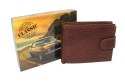 Portfel Męski Skórzany ORIGINAL CLASSIC CAR CLUB Skóra Licowa Poziomy Z Zapięciem NAP Na Bilon RIFD 705X 12 x 9 x 2 [cm]