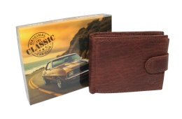 Portfel Męski Skórzany ORIGINAL CLASSIC CAR CLUB Skóra Licowa Poziomy Z Zapięciem NAP Na Bilon RIFD 705X 12 x 9 x 2 [cm]