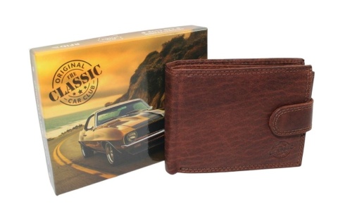 Portfel Męski Skórzany ORIGINAL CLASSIC CAR CLUB Skóra Licowa Poziomy Z Zapięciem NAP Na Bilon RIFD 705X 12 x 9 x 2 [cm]