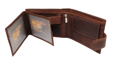 Portfel Męski Skórzany ORIGINAL CLASSIC CAR CLUB Skóra Licowa Poziomy Z Zapięciem NAP Na Bilon RIFD 705X 12 x 9 x 2 [cm]