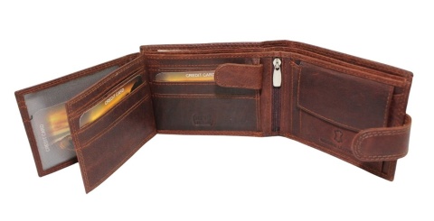 Portfel Męski Skórzany ORIGINAL CLASSIC CAR CLUB Skóra Licowa Poziomy Z Zapięciem NAP Na Bilon RIFD 705X 12 x 9 x 2 [cm]