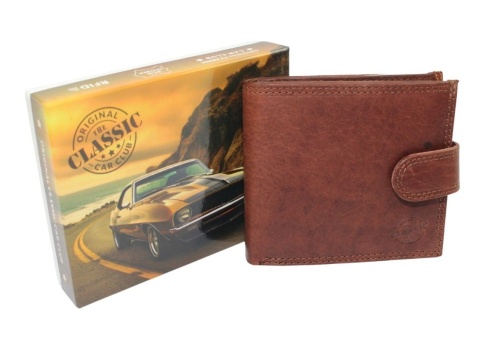 Portfel Męski Skórzany ORIGINAL CLASSIC CAR CLUB Skóra Licowa Poziomy Z Zapięciem NAP Na Bilon RIFD PL3/60 11 x10 x 2 [cm]