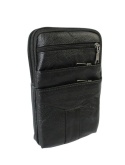 Skórzane Etui Na Telefon Pionowa Saszetka Podwójna Na Pasek ADRIANOSS 6815 Na Smartfona/Telefon CZARNA 19 x 13 x 4 [cm]