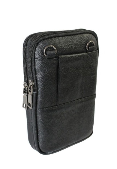 Skórzane Etui Na Telefon Pionowa Saszetka Podwójna Na Pasek ADRIANOSS 6815 Na Smartfona/Telefon CZARNA 19 x 13 x 4 [cm]