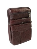 Skórzane Etui Na Telefon Pionowa Saszetka Podwójna Na Pasek ADRIANOSS 6815 Na Smartfona/Telefon CZEKOLADOWA 19 x 13 x 4 [cm]