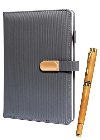 Solidny Notes Peterson W Paski Plus Długopis PTN 339-NOT-2 SZARY 21 x 14,5 x 2 [cm]