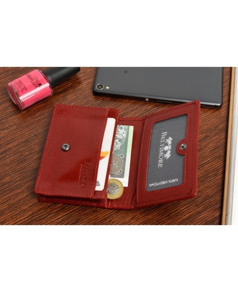 Elegancki Wizytownik Etui Na Karty/Wizytówki BELTIMORE (PL) Skóra Naturalna SLIM G94 CZERWONY 11 x 8 x 2 [cm]