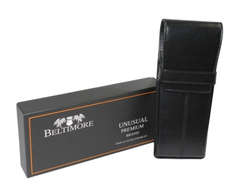 Eleganckie Etui Na Długopisy BELTIMORE Skóra Naturalna Licowa CZARNE J03 17 x 7 x 2 [cm]