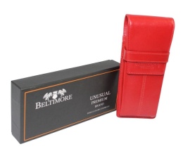 Eleganckie Etui Na Długopisy BELTIMORE Skóra Naturalna Licowa CZERWONE J03 17 x 7 x 2 [cm]