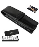 Eleganckie Etui Na Długopisy BELTIMORE Skóra Naturalna Licowa CZARNE G91 18 x 5,5 x 3 [cm]