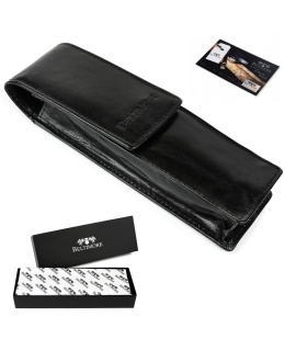 Eleganckie Etui Na Długopisy BELTIMORE Skóra Naturalna Licowa CZARNE G91 18 x 5,5 x 3 [cm]