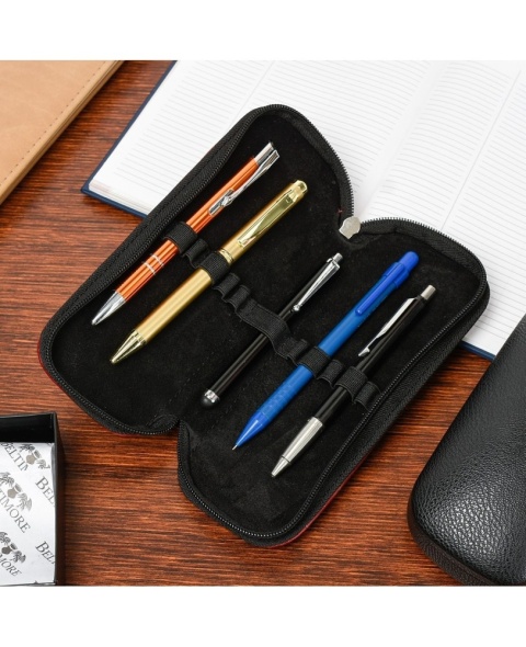 Eleganckie Etui Na Długopisy Pióro BELTIMORE Skóra Naturalna Licowa CZERWONE J05 19 x 8 x 3 [cm]
