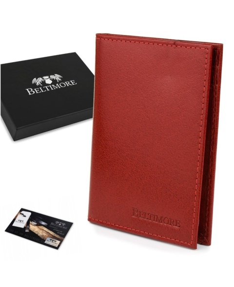 Etui Na Karty Dokumenty BELTIMORE (PL) Wizytownik Duży Pionowy SLIM Skóra Naturalna G95 CZERWONY 12,5 x 9 x 1 [cm]
