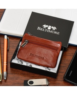 Etui Na Klucze Skórzane BELTIMORE (PL) Naturalna Kluczówka E44 BRĄZOWY 10 x 7 x 2 [cm]