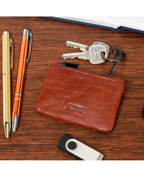 Etui Na Klucze Skórzane BELTIMORE (PL) Naturalna Kluczówka E44 BRĄZOWY 10 x 7 x 2 [cm]