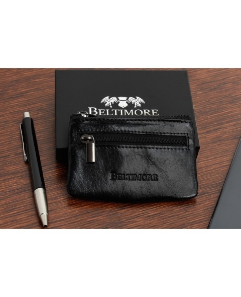 Etui Na Klucze Skórzane BELTIMORE (PL) Naturalna Kluczówka E44 CZARNY 10 x 7 x 2 [cm]