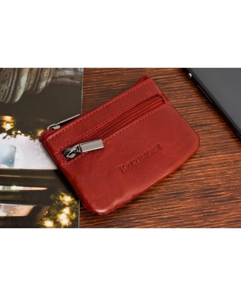 Etui Na Klucze Skórzane BELTIMORE (PL) Naturalna Kluczówka E44 CZERWONY 10 x 7 x 2 [cm]