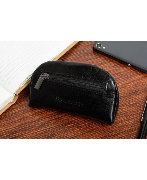 Etui Na Klucze Skórzane BELTIMORE (PL) Naturalna Kluczówka G85 CZARNY 11,5 x 7 x 4 [cm]