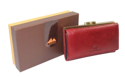 Portfel Damski Skórzany El Forest (PL) Skóra Bydlęca Klamra 14 cm RFID 948 506 CZEREŚNIOWY 14,5 x 9 x 2,5 [cm]