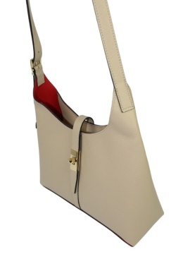 Torebka Skórzana Polska Galanteria (PL) Kuferek Skóra Naturalna BEŻOWY  
