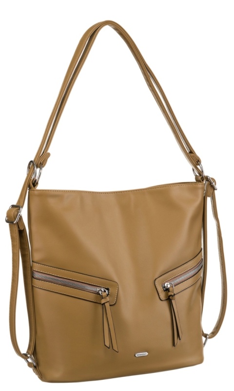 Torebka Z Funkcją Plecaka 2w1 Ze Skóry Włoskiej Ekologicznej ROVICKY R-073-01 BEŻOWA 32 x 32 x 12 [cm]