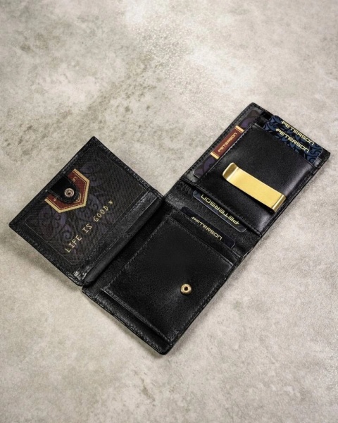 Elegancki I Stylowy Męski Zestaw Upominkowy Peterson Portfel + Etui + Breloczek SET3-N78-VT/5419 RFID CZARNY