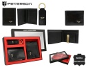Elegancki I Stylowy Męski Zestaw Upominkowy Peterson Portfel + Etui + Breloczek SET3-N78-VT/5419 RFID CZARNY