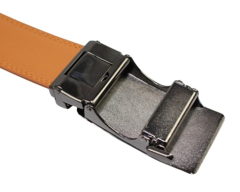 Pasek Skórzany MASSILIANO SERGIO 35 mm AUTOMAT MECHANIZM ZĄBKOWY CZARNA KLAMRA Skóra Naturalna 52-578 EXTRA KONIAKOWY