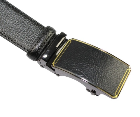 Pasek Skórzany MASSILIANO SERGIO 35 mm AUTOMAT MECHANIZM ZĄBKOWY CZARNA SKÓRZANA KLAMRA Skóra Naturalna 61-598 CZARNY TEKSTURA