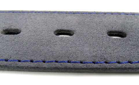 Pasek Popielaty Z Granatową Nitką COMPLEX (PL) Skóra Naturalna Licowa Zamsz 40 mm